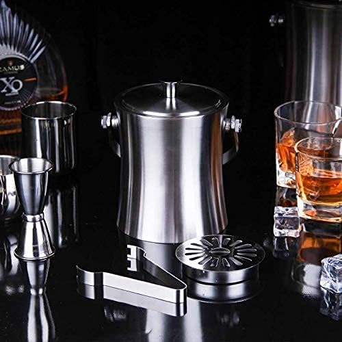 Stainless Steel Ice Bucket Set W/Lid Clip, Double Insulation Prevent Ice from Melting