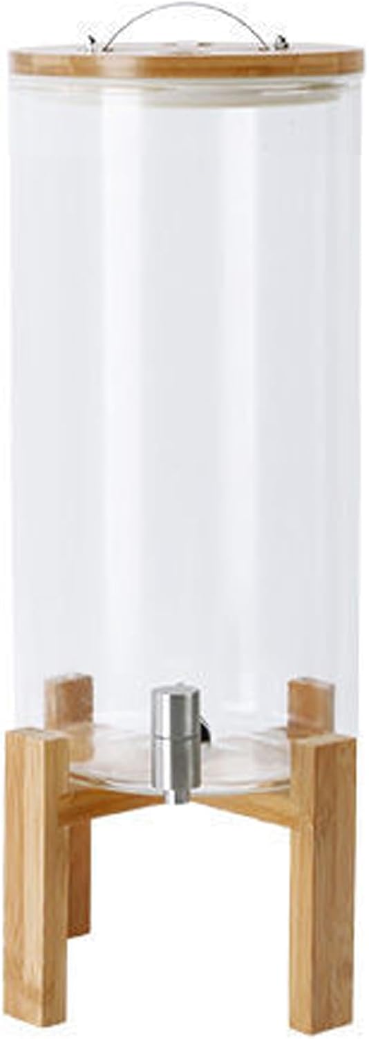 Transparent Beverage Machine, Glass Juice Dispenser with Multiple Faucets to Choose from, Sealed and Leak-Proof(Silver)