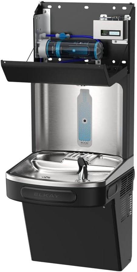 Elkay Pro Filtration LZS8WSBPRO-UV Bottle Filling Station & Single ADA Cooler Refrigerated Black UV Filtration