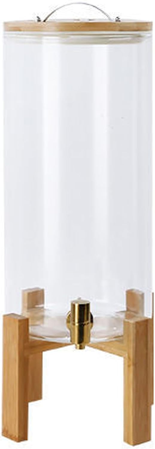 Transparent Beverage Machine, Glass Juice Dispenser with Multiple Faucets to Choose from, Sealed and Leak-Proof(Gold)