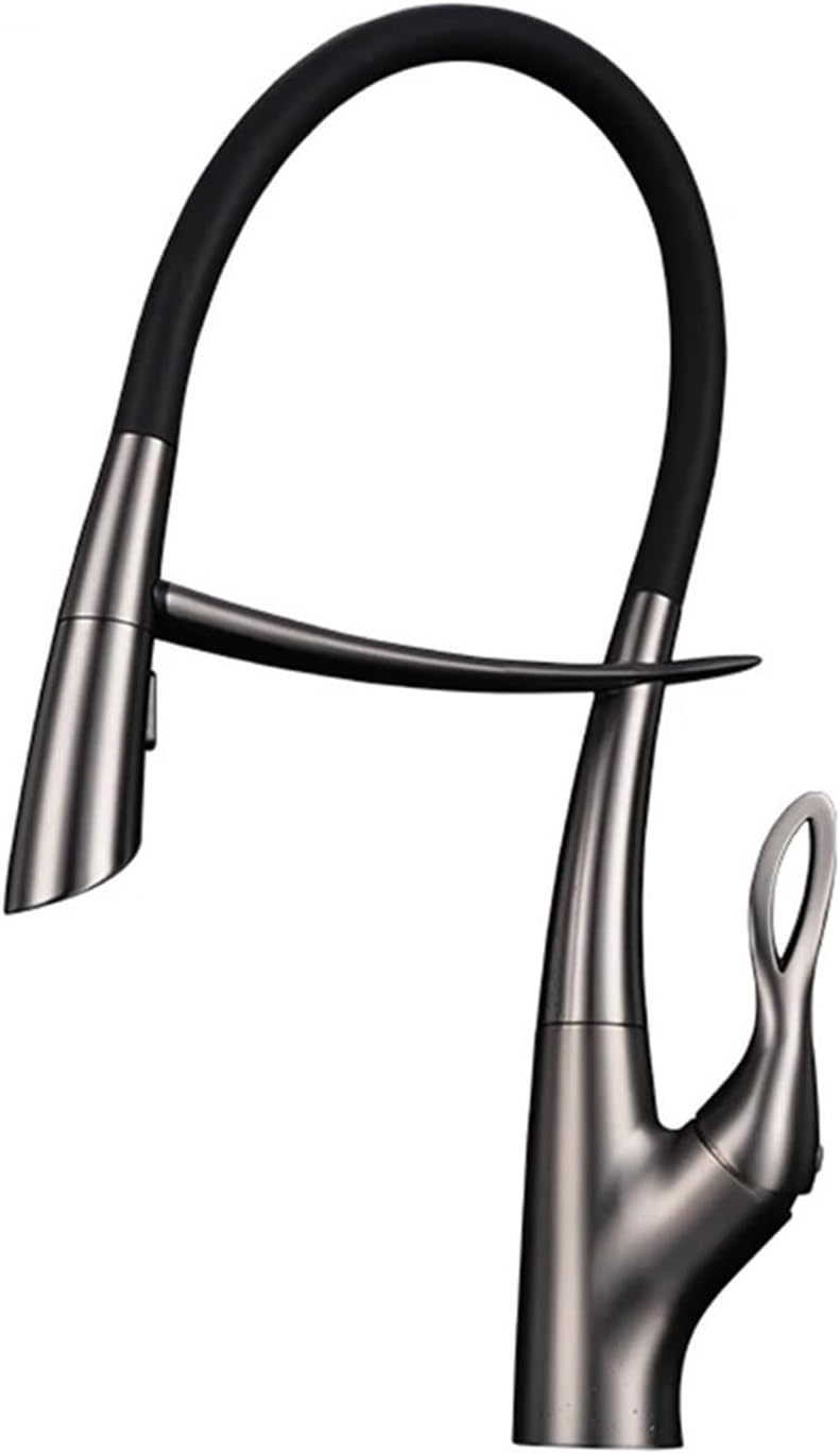 Single Handle Cold and Hot 2-Function Sink Mixer Tap Pull-Out Kitchen Faucet(Gray)