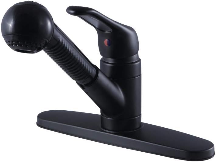 Kingston Brass KB700SP Single-Handle Pull-Out Kitchen Faucet, Matte Black