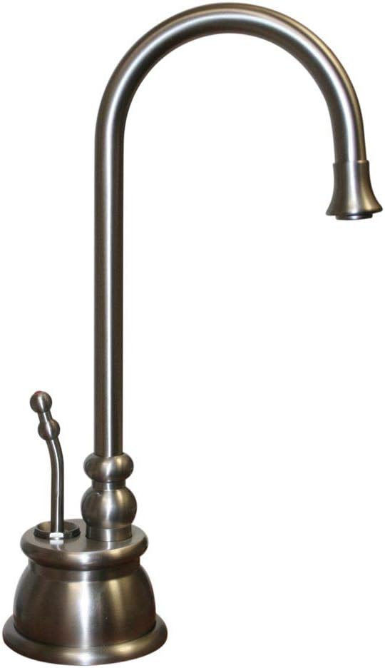 Whitehaus WHFH-H4540-BN Forever Hot 4 1/8-Inch Instant Hot Water Dispenser with Gooseneck Spout and Self Closing Handle, Brushed Nickel