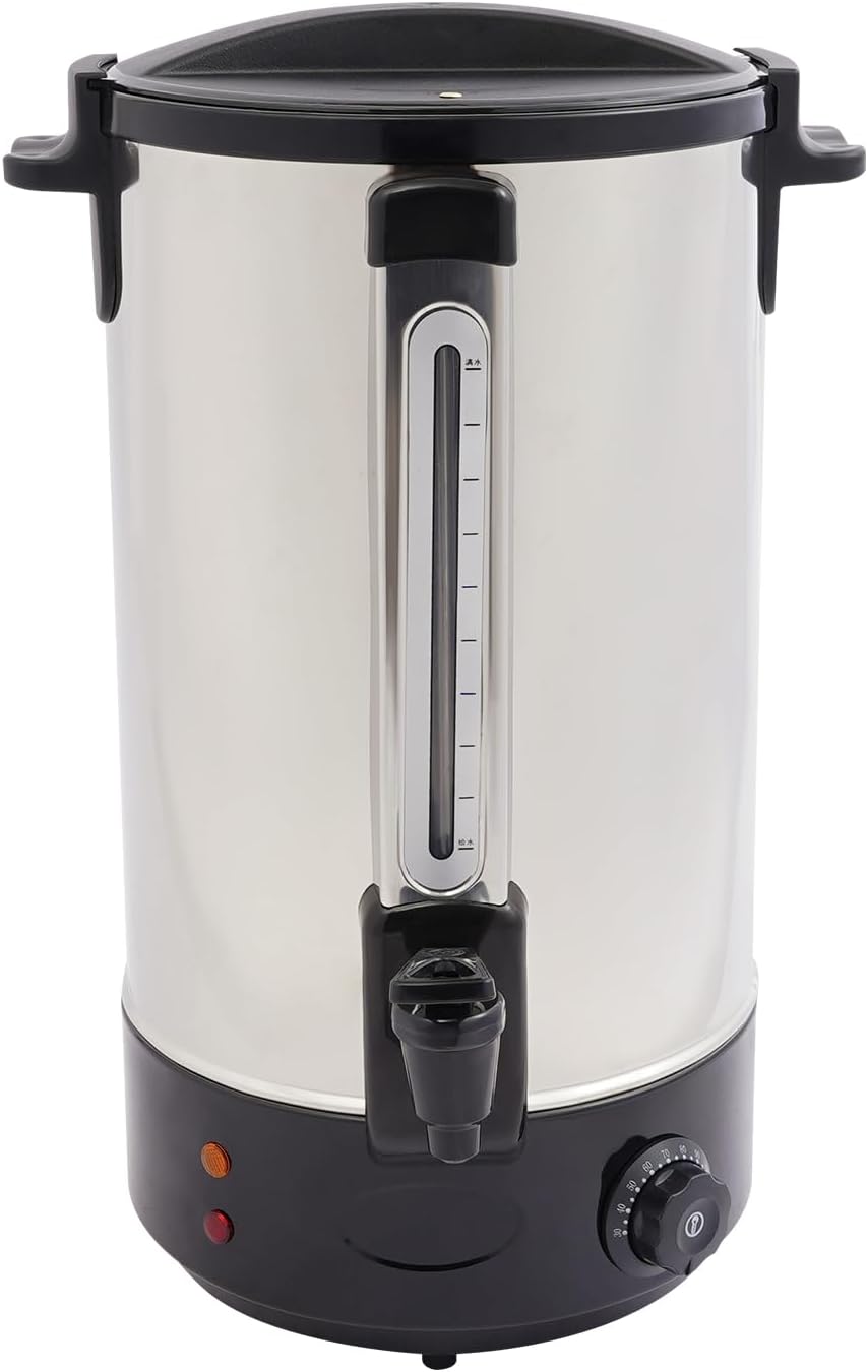Commercial Coffee Urn, 1800W 28L/7.4Gal Stainless Steel Hot Coffee Dispenser with Faucet for Hot Beverage Tea Chocolate, Adjustable Temperature 86-248℉ (Black)