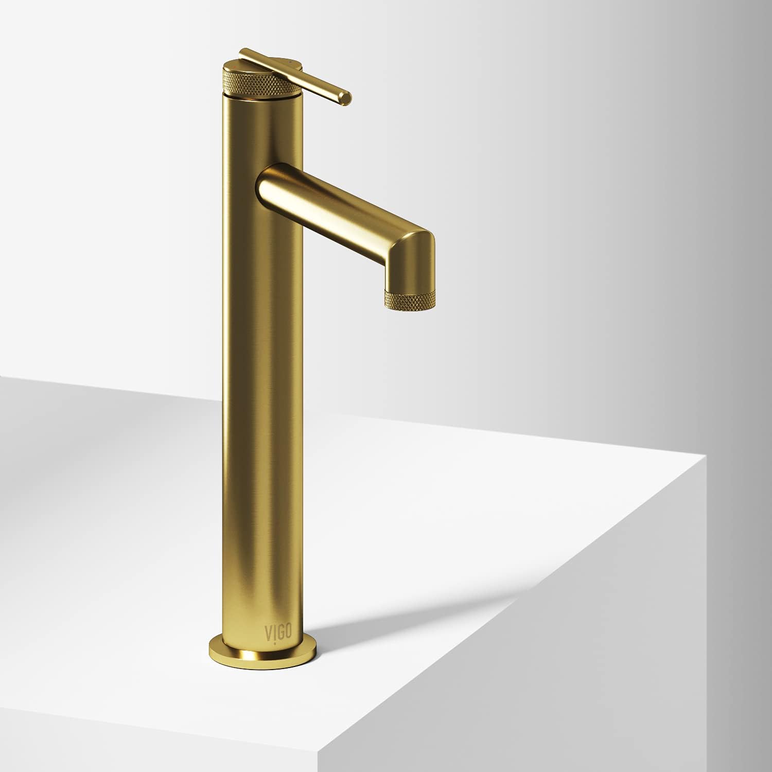VIGO Sterling Single-Handle Single-Hole Mount Vessel Bathroom Sink Faucet, 11-Inch, Matte Brushed Gold, Modern Design, Solid Brass, 1.2 GPM WaterSense & Ceramic Disc Valve, Corrosion-Resistant