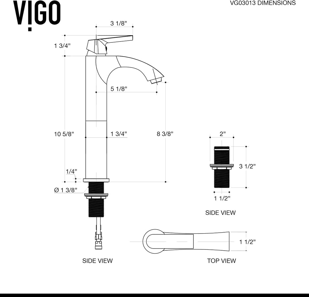 VIGO Linus Single-Handle Single-Hole Mount Vessel Bathroom Sink Faucet, 12-Inch, Brushed Nickel, Modern Design, Solid Brass, 1.2 GPM WaterSense & Ceramic Disc Valve, Corrosion-Resistant