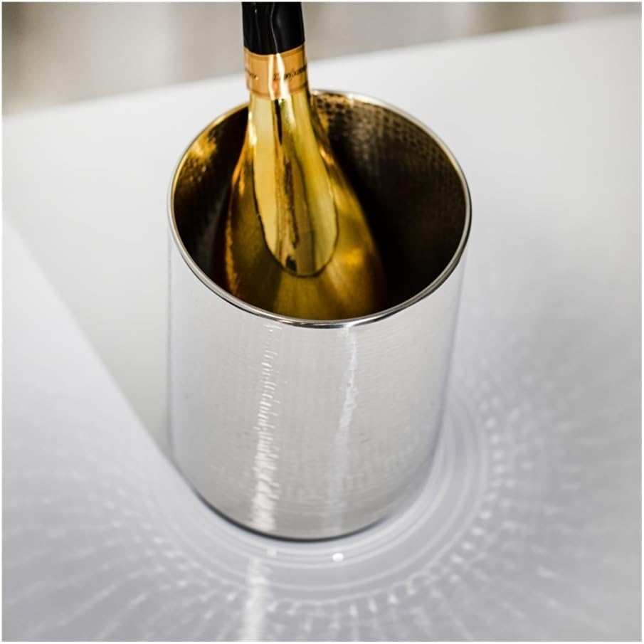 Ice Bucket, Stainless Steel Champagne Wine Chiller Bucket Ice Cooler Ice Buckets for Parties(Silver)