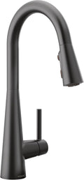 Moen Sleek Matte Black Pulldown Kitchen Faucet Featuring Pull Down Sprayer with Power Boost, High Arc Modern Kitchen Faucet, One-Handle Easy Installation, 7864BL