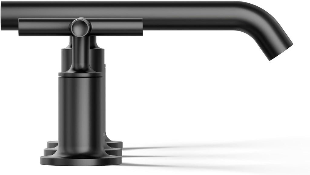 KOHLER K-14410-3-BL Purist® Widespread Bathroom Sink Faucet, 3-Hole Bathroom Faucets with Low Cross Handles and Low Spout, 1.2 GPM, Matte Black