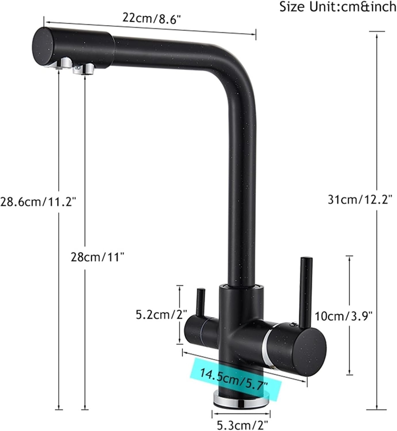 360° Rotating Deck-Mounted Filtered Pure Water Kitchen Faucet with Hot and Cold Water Mixer Tap(White Golden)