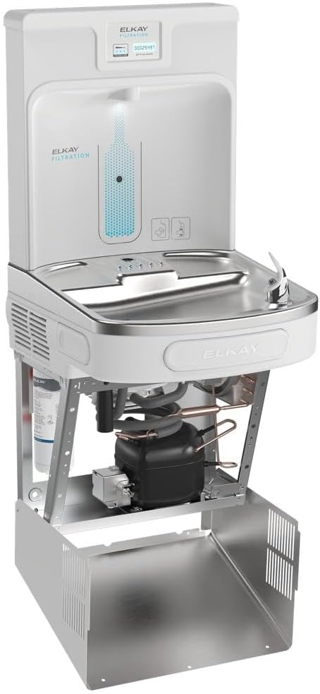 Elkay LZS8WSAP-W1 Enhanced Filtered Connected Bottle Filler & Single ADA Cooler Refrigerated Arctic White Lead Reduction Drop Down Wrapper