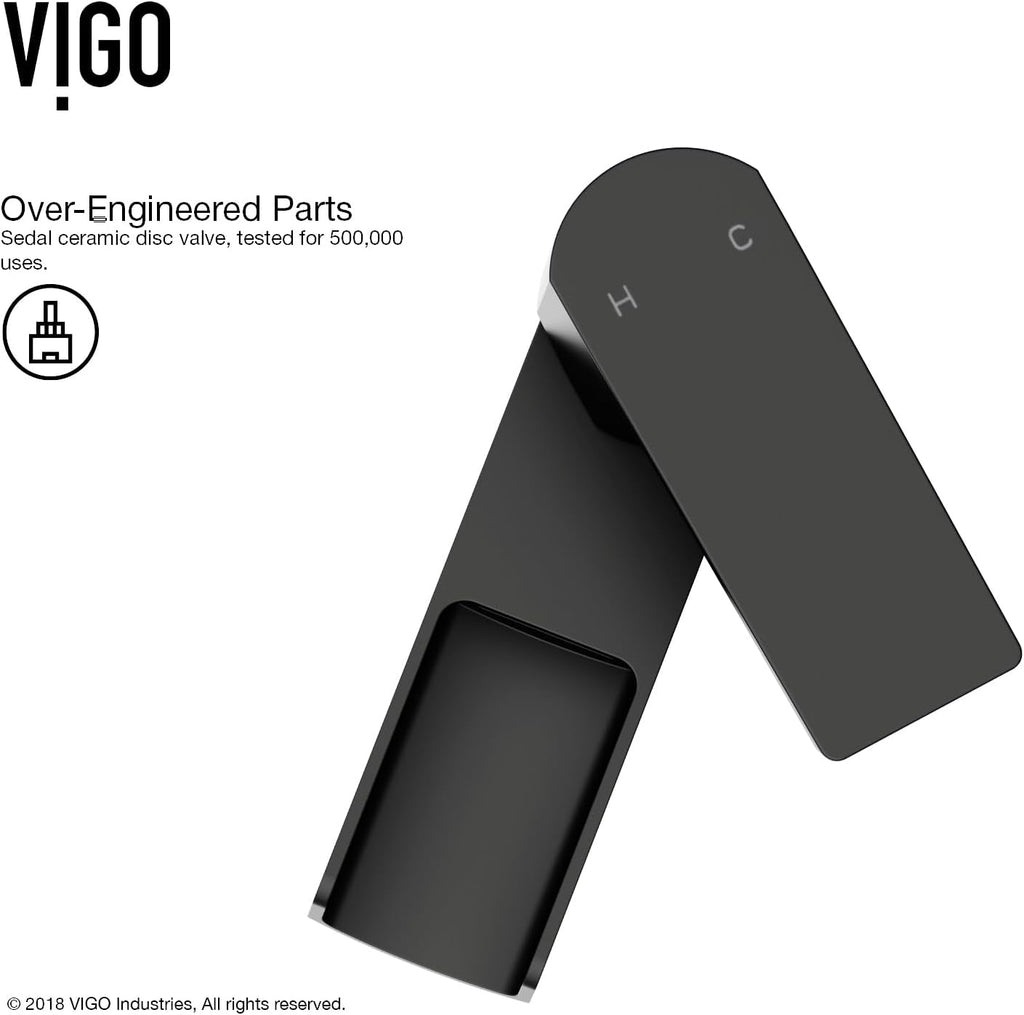 VIGO Ileana Waterfall Single-Handle Single-Hole Mount Bathroom Sink Faucet, 7-Inch, Matte Black, Modern Design, Solid Brass, 1.2 GPM WaterSense & Ceramic Disc Valve, Corrosion-Resistant