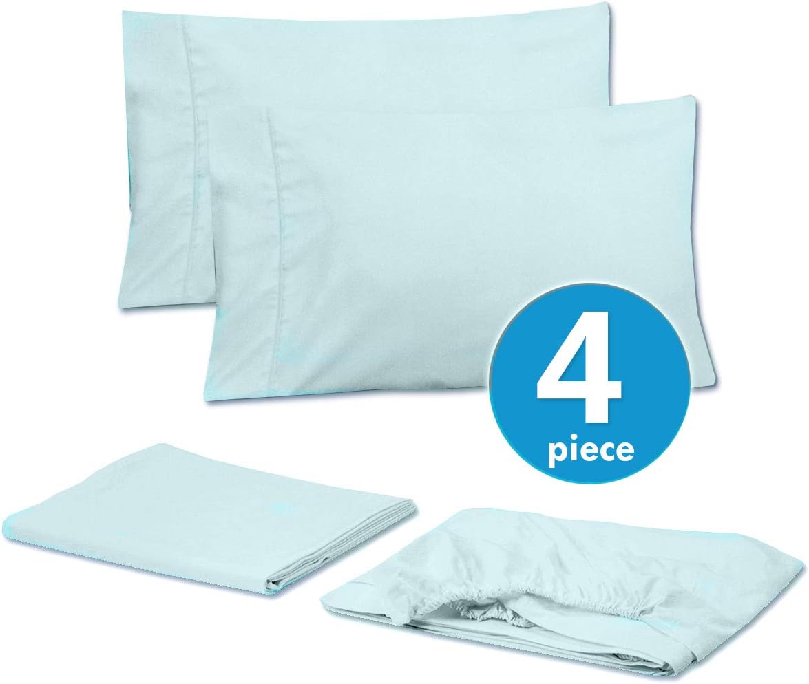 Sweet Home Collection Twin Size Bed 4 Piece 1500 Thread Count Fine Brushed Microfiber Deep Sheet Set-2 Extra Pillow Cases, Value, Aqua, Twin (Pack of 12)