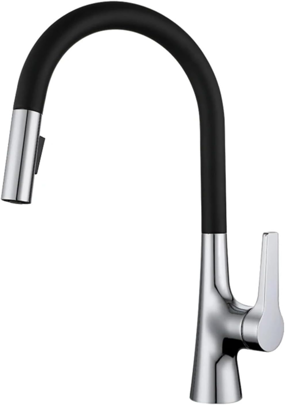Brass Deck Mounted 360 Degree Rotation Kitchen Pull Out Brass Faucet Hot and Cold Water Sink Taps(Black Chrome)