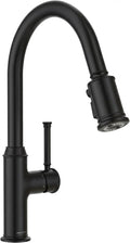 Lava Odoro Curtura Matte Black Kitchen Faucet with Pull-Down Sprayer, Single Handle Kitchen Sink Faucet Black Faucet for Kitchen Sink 1 Hole, Deck Plate Included, 1.8 GPM, KF421-MB