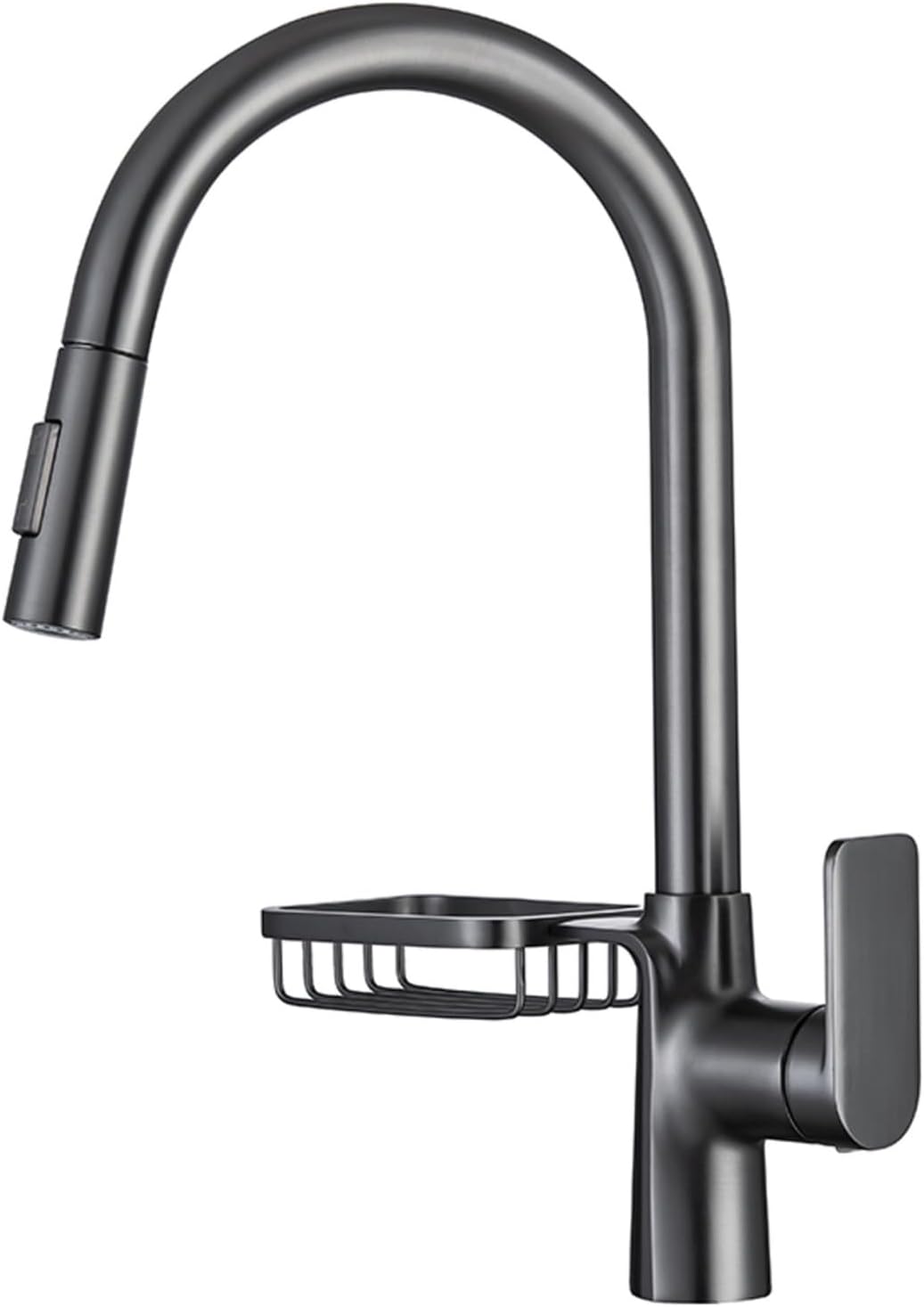 Single Handle Kitchen Faucet with Dual Function Cleaning and Basket Tap for Hot and Cold Sink(Matt Grey-Brushed)
