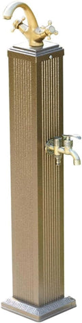 Hot and Cold Water Garden Water Column Outdoor Vertical Water Dispenser Hydrant Freestanding Aluminum Square Antifreeze Faucet(Bronze)