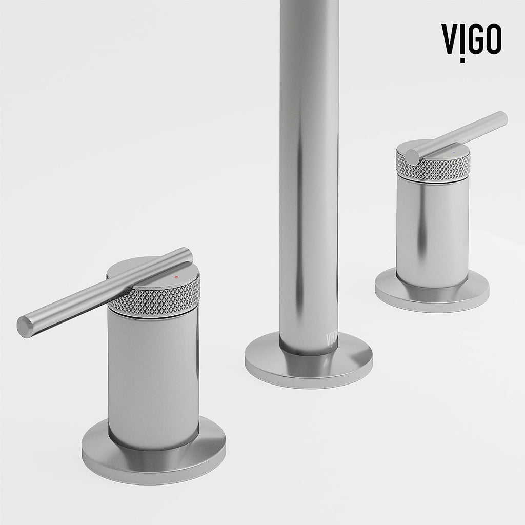 VIGO Sterling Two-Handle Three-Hole Mount Widespread Bathroom Sink Faucet, 7-Inch, Chrome, Modern Design, Solid Brass, 1.2 GPM WaterSense & Ceramic Disc Valve, Corrosion-Resistant