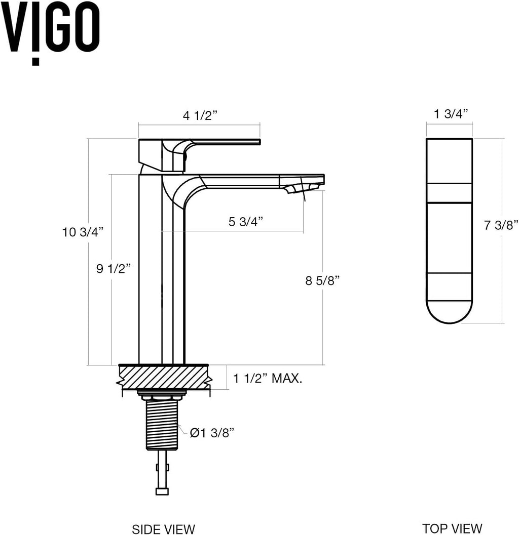 VIGO Norfolk Single-Handle Single-Hole Mount Vessel Bathroom Sink Faucet, 11-Inch, Matte Black, Modern Design, Solid Brass, 1.2 GPM WaterSense & Ceramic Disc Valve, Corrosion-Resistant