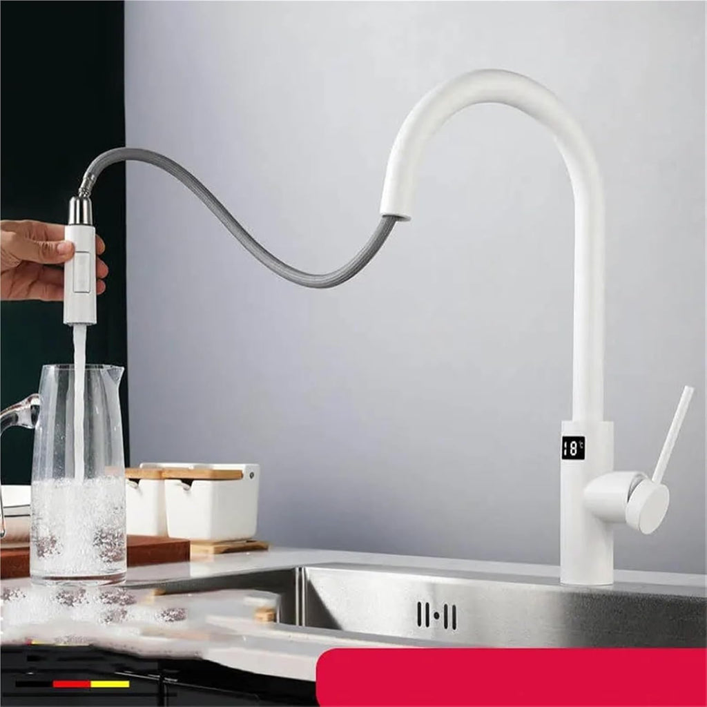 304 Stainless Steel Kitchen Faucet Touch Sensitive Hot and Cold Hydroelectricity Intelligent Faucet(White)