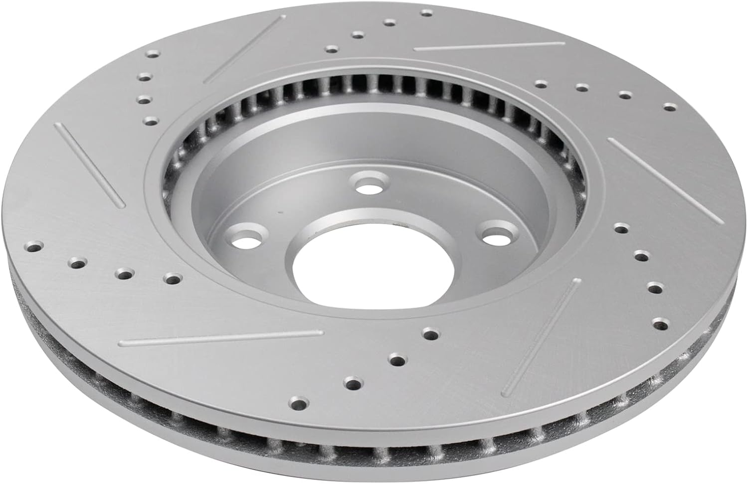 TRQ Performance Front Brake Pad and Rotor Set Ceramic Vented Coated Drilled Slotted Rotors Compatible with 2014-2018 Mazda 3 2016-2018 CX-3