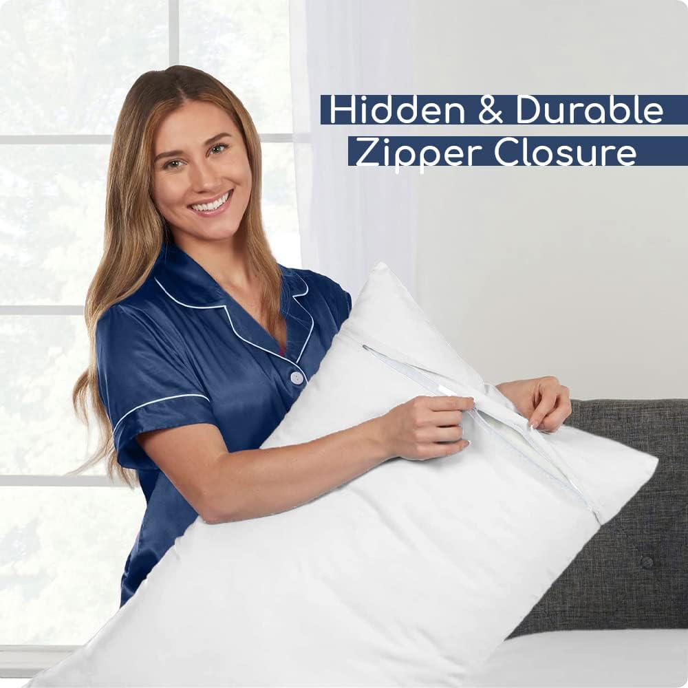 Belem Bulk Pillow Cases(72 Pack) -King Size Zippered Pillow Protectors(21x37) -Polycotton White Pillow Cases Bulk -300 TC- Bedding Essentials -Ideal for Hotels, Hospitals, Vacation Rentals