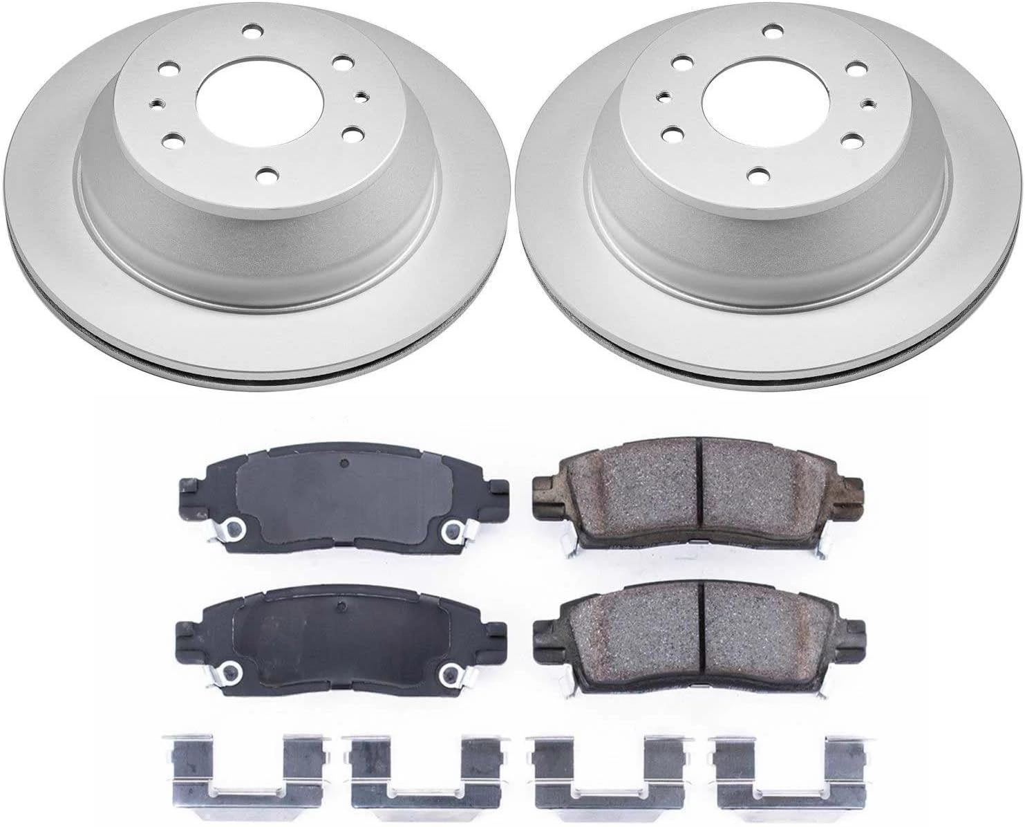 PowerStop Rear Brake Kit for Buick Rainier 2004-07 |Chevrolet SSR 2003-06 |Trailblazer 2002-09 |Trailblazer EXT 2002-06 - Fully-Coated Disc Rotors with Z17 Ceramic Brake Pads Replacement, CRK2050