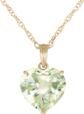 Galaxy Gold GG 3.1 Carat 14k Solid Gold Necklace with Natural Heart Shaped 10 mm Green Amethyst