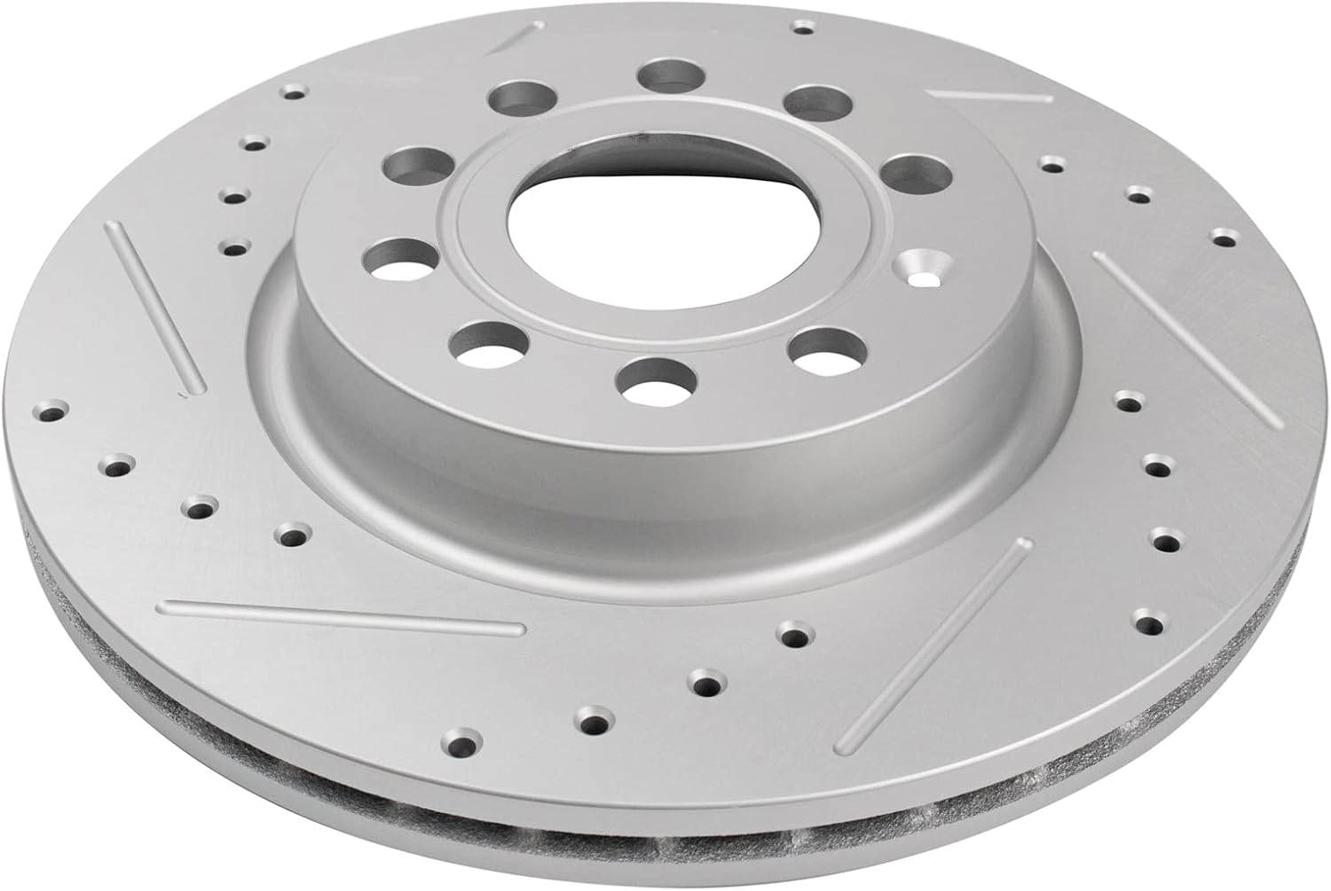 TRQ Performance Front Ceramic Brake Pad and Rotor Set Coated Drilled Slotted Compatible with 2011 Audi A3 2011 VW Jetta L5 2.5L with 280 mm Diameter Front Rotors Models