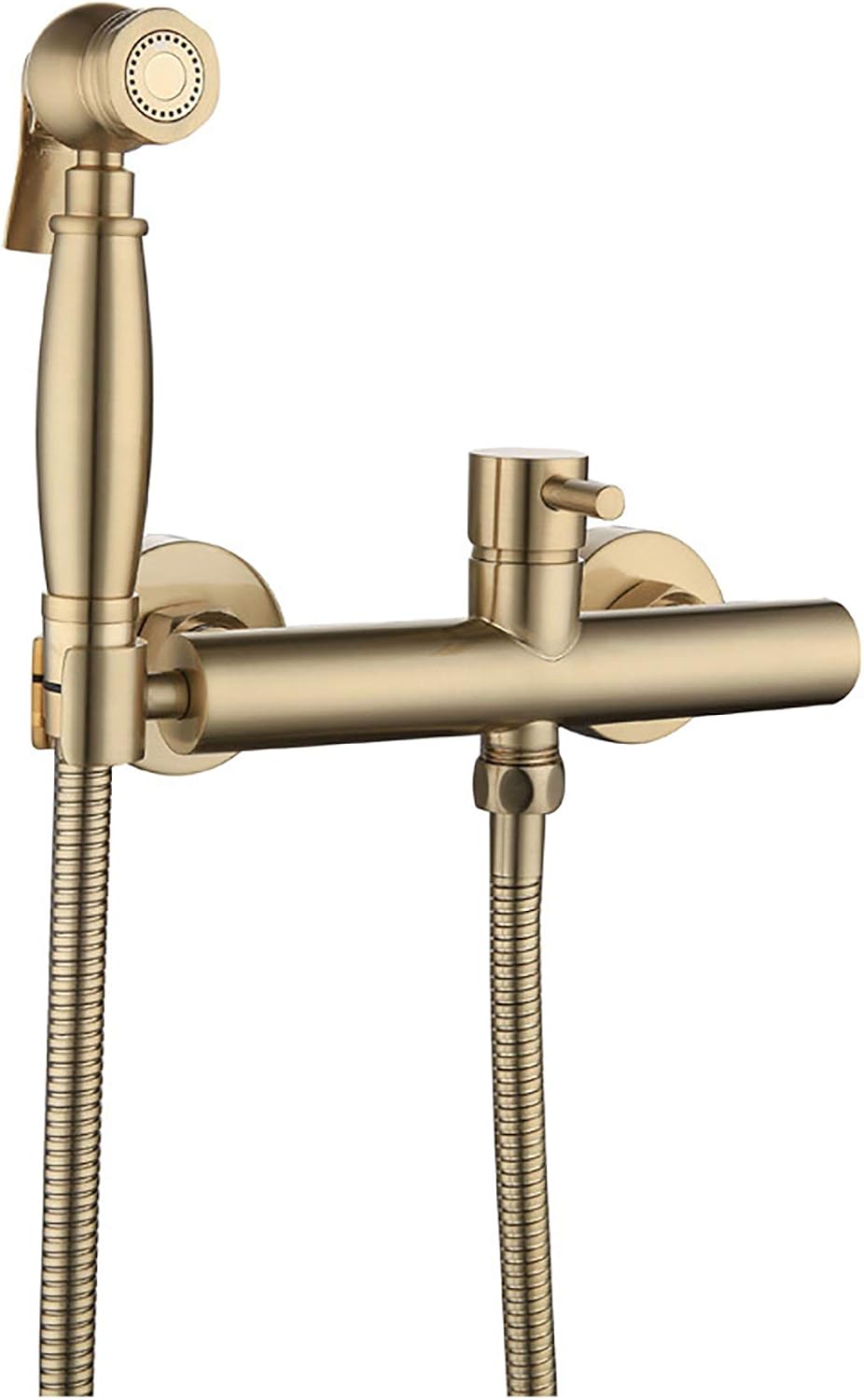 Handheld Bidet Sprayer for Toilet, Brushed Gold Kit Wall Mounted Brass Bathroom Cloth Diaper Set with Hot and Cold Water for Personal Hygiene,15 cm(8.5 cm)