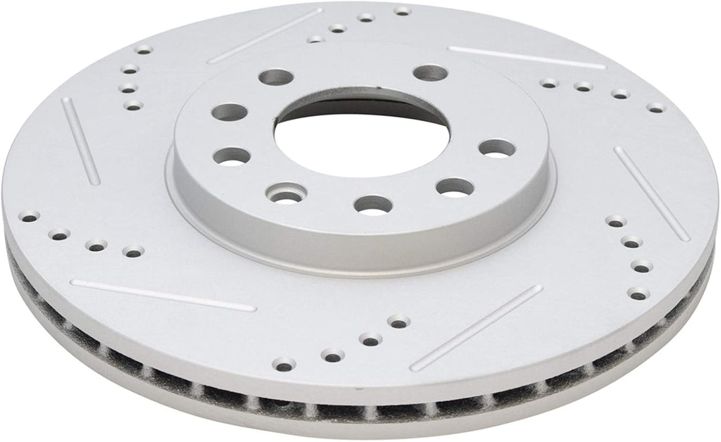 TRQ Performance Front Brake Pad & Rotor Set Ceramic Coated Drilled Slotted Vented Rotors Compatible with 99-03 Saab 9-3 99-05 9-5 2000 Saturn LS LS1 LS2 LW1 LW2 01-02 L100 01-03 L200 LW200 LW300