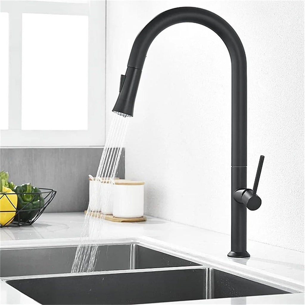 Pull Out Kitchen Sink Water Tap Single Handle Cold and Hot Water Mixer Tap 360 Rotation Kitchen Faucet(Gray)