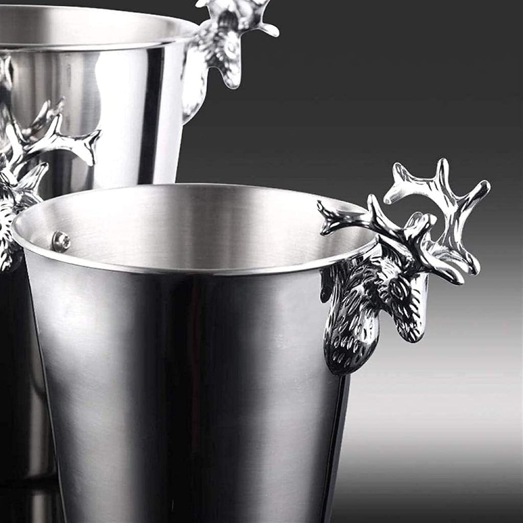 Ice Bucket - Bar Tools Stainless Steel Set Includes Cocktail Shaker Tongs and Display Serving Tray