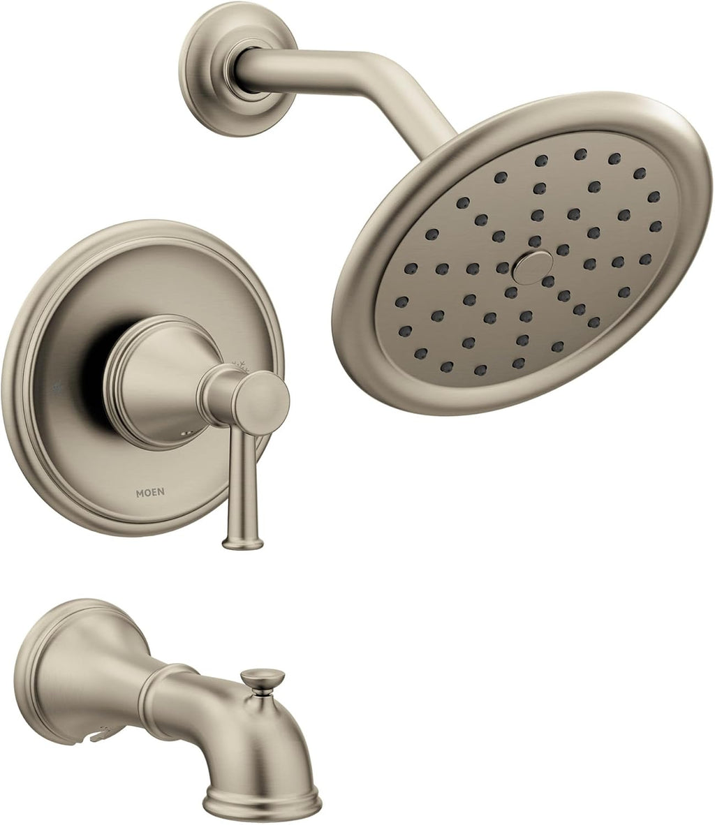 Moen Belfield Posi-Temp Tub and Shower Trim Kit with Eco-Performance Showerhead, Valve Required, Brushed Nickel, T2313EPBN