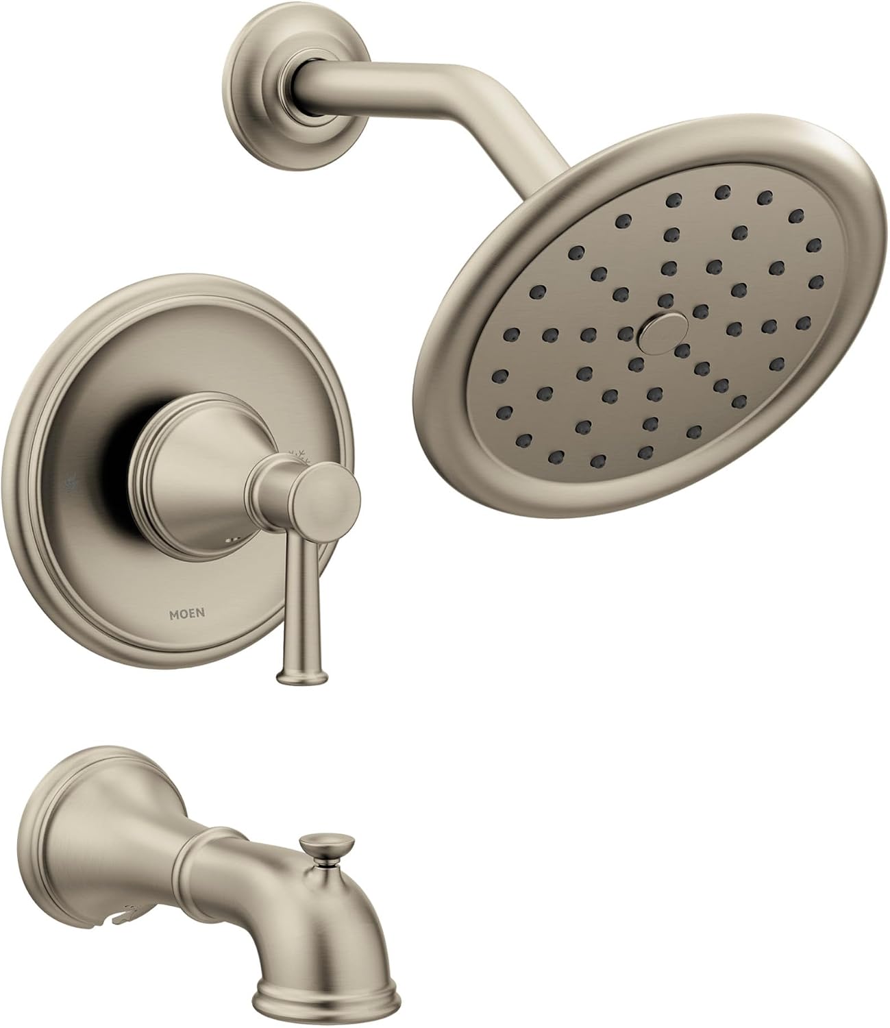Moen Belfield Posi-Temp Tub and Shower Trim Kit with Eco-Performance Showerhead, Valve Required, Brushed Nickel, T2313EPBN