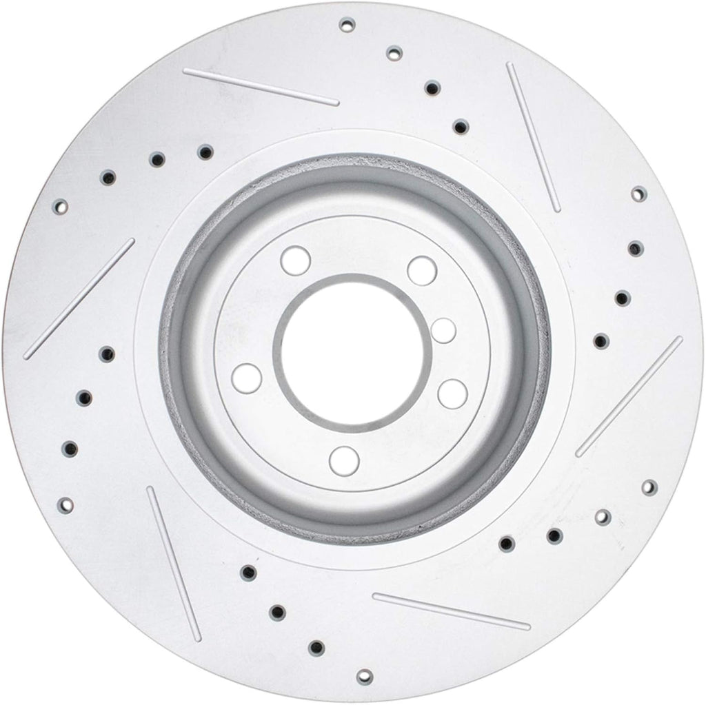 TRQ Performance Front Brake Pad and Rotor Set Ceramic G Coated Drilled Slotted Rotors Compatible with 2008-2010 BMW 535i 2004-2005 545i 2006-2010 550i 645Ci 650i