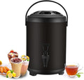 12L Stainless Steel Hot And Cold Water Dispenser Urn Boiler - Portable Large Capacity Sealing Teapot With Faucet For Catering, Office, Hotels, Party (Black 12L)