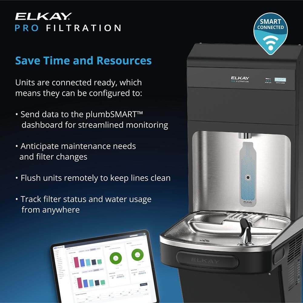 Elkay Pro Filtration LZS8WSBPRO Bottle Filling Station & Single ADA Cooler Refrigerated Black