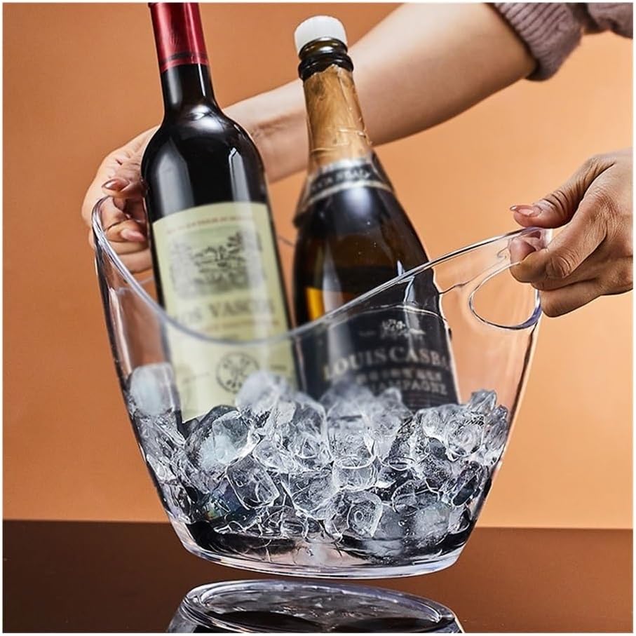 Ice Bucket, ﻿Acrylic Ice BucketLarge Capacity Champagne BucketBar Ice Pellet BucketFilled Ice Bucket Ice Buckets for Parties(Transparent)
