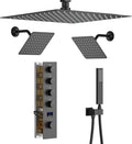 Matte Black Shower System with 3 Rain Shower Head(12+8+8 inch), Handheld Spray, 4 Way Smart Temperature Display Shower Faucet set