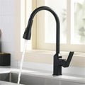 Kitchen Faucet Black Pull Out Deck Mounted 360 Rotation Brass Mixer Hot Cold Water Sink Taps(Chrome)