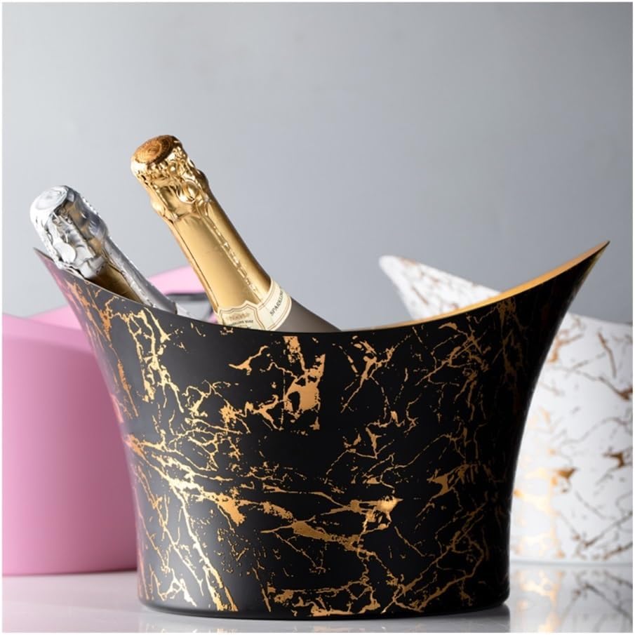 Ice Bucket, Stainless Steel Champagne Wine Ice Bucket Home Cooler Ice Buckets for Parties(Black)
