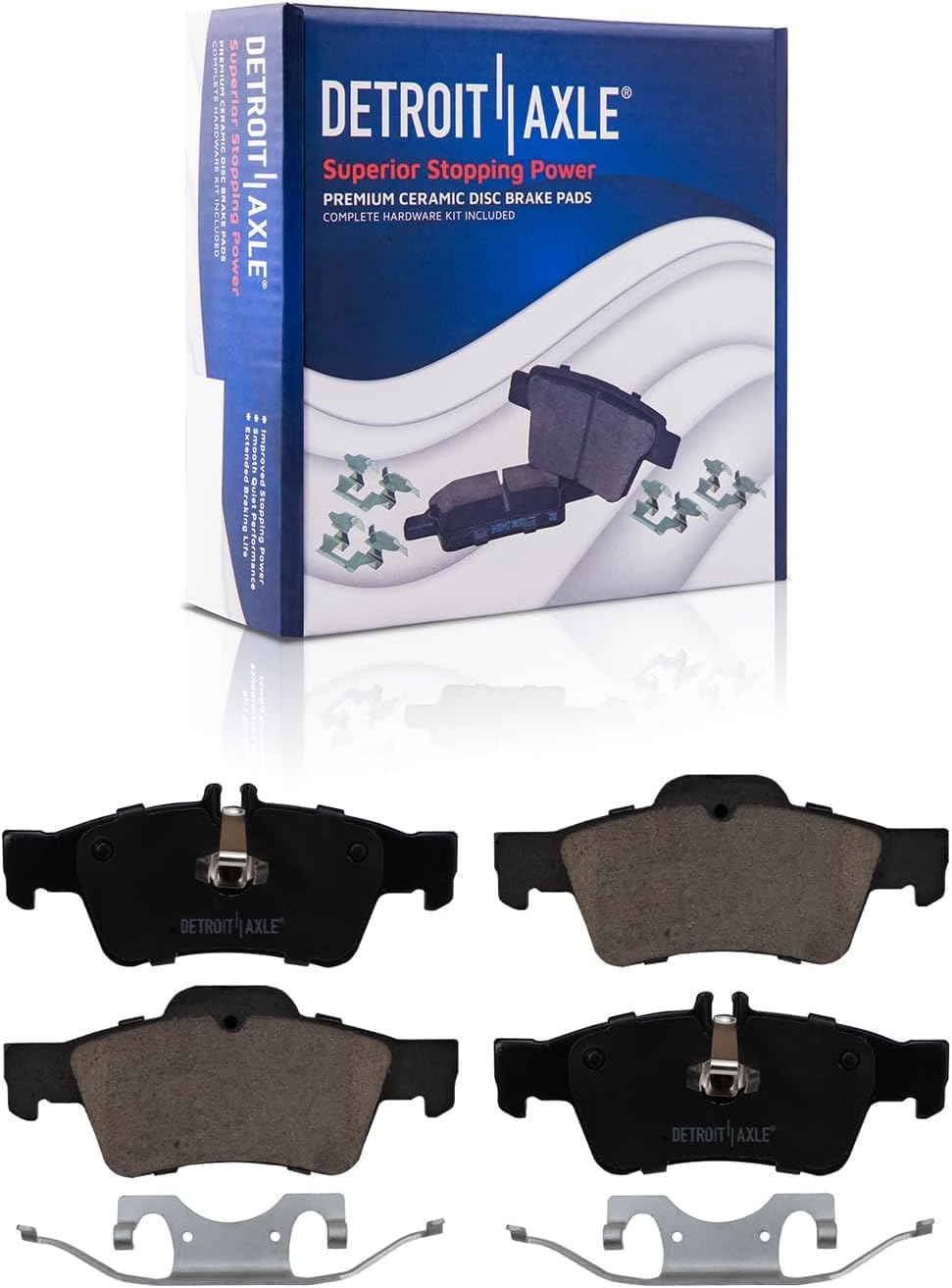 Detroit Axle - Brake Kit for 2003-2006 Mercedes-Benz E500, Drilled and Slotted Disc Brake Rotors Ceramic Brakes Pads 2004 2005 Replacement: 12.28' inch Front and 11.81' inch Rear Rotors