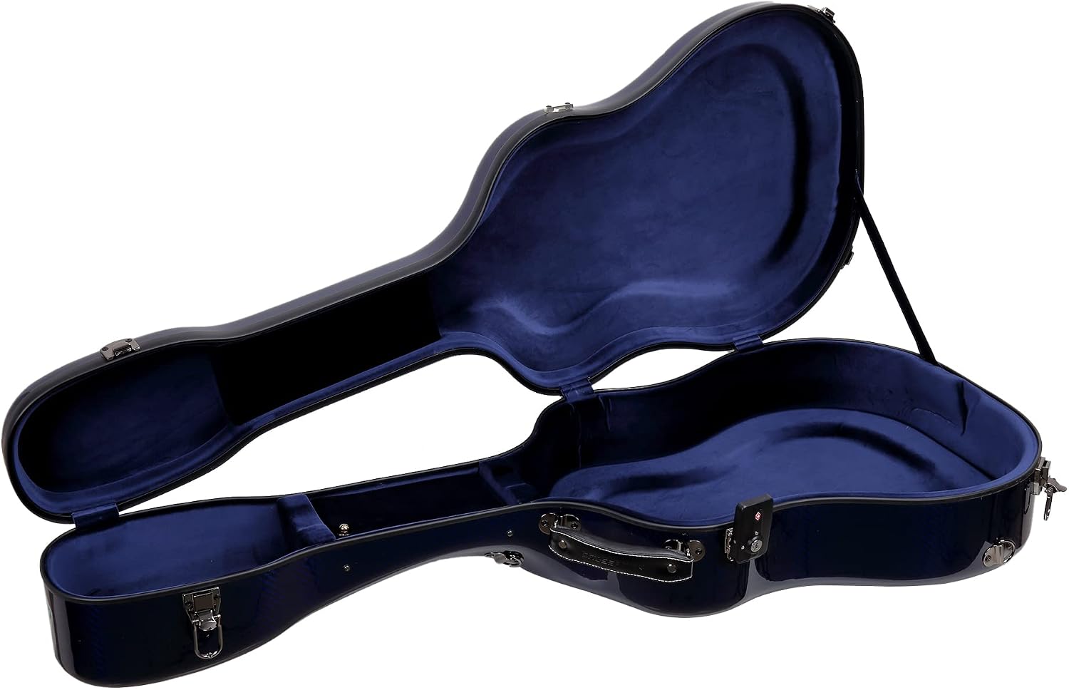 Crossrock Air Carbon Series Guitar Case - Fits 40'/41' Dreadnought Acoustic Guitar - 100% Purity Carbon Fiber Flight Case, Protective Cover, Includes TSA Lock - Blue