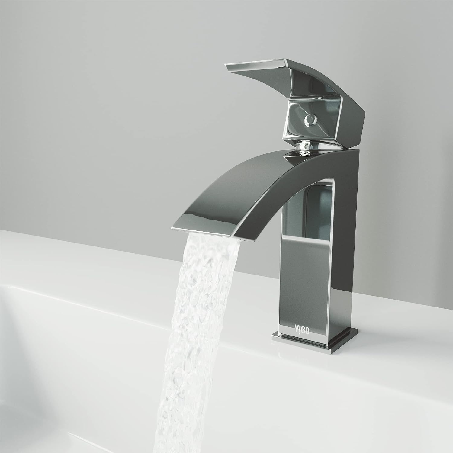 VIGO Satro Waterfall Single-Handle Single-Hole Mount Bathroom Sink Faucet, 7-Inch, Chrome, Modern Design, Solid Brass, 1.2 GPM WaterSense & Ceramic Disc Valve, Corrosion-Resistant