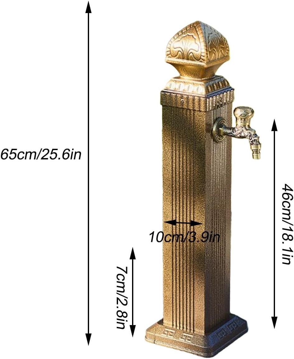 Garden Water Column Outdoor Post Faucet Vertical Square Decorative Water Feature Fountain Water Dispenser Hydrant Durable and Decorative Fixture