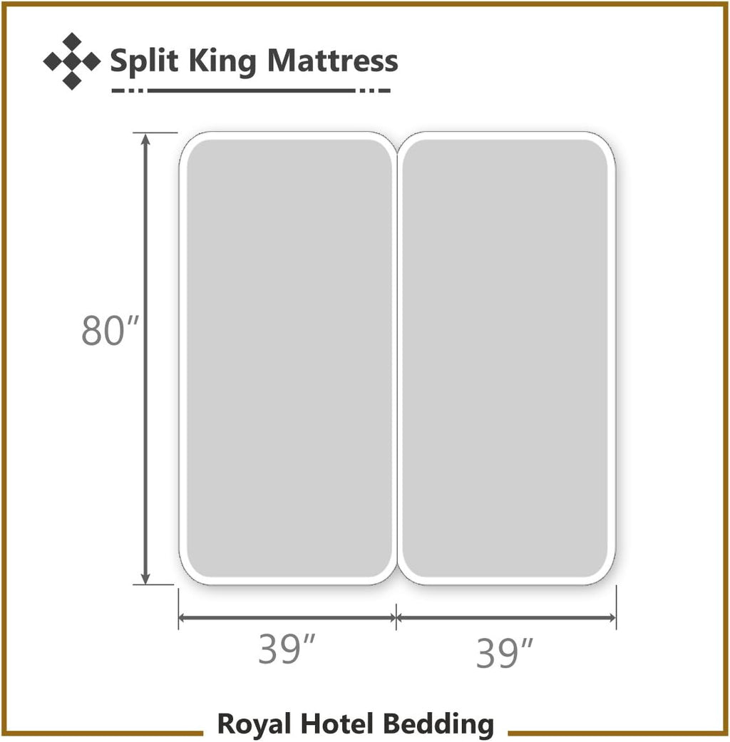 Royal Hotel Bedding Abripedic Crispy Percale Sheets, 300-Thread-Count, 5PC Solid Sheet Set, 100% Cotton, Up to 18 Inch Deep Pocket, Split-King, White