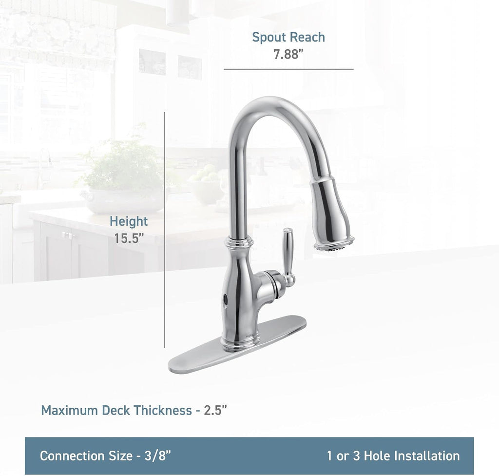 Moen Brantford Oil Rubbed Bronze Motionsense Wave Touchless One-Handle Pulldown Kitchen Faucet wit Sprayer Featuring Reflex Docking System, 7185EWORB