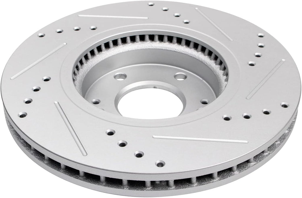 TRQ Performance Front Ceramic Brake Pad and Rotor Set Coated Drilled Slotted Compatible with 2007-2009 Hyundai Santa Fe 2013-2016 Hyundai Santa Fe