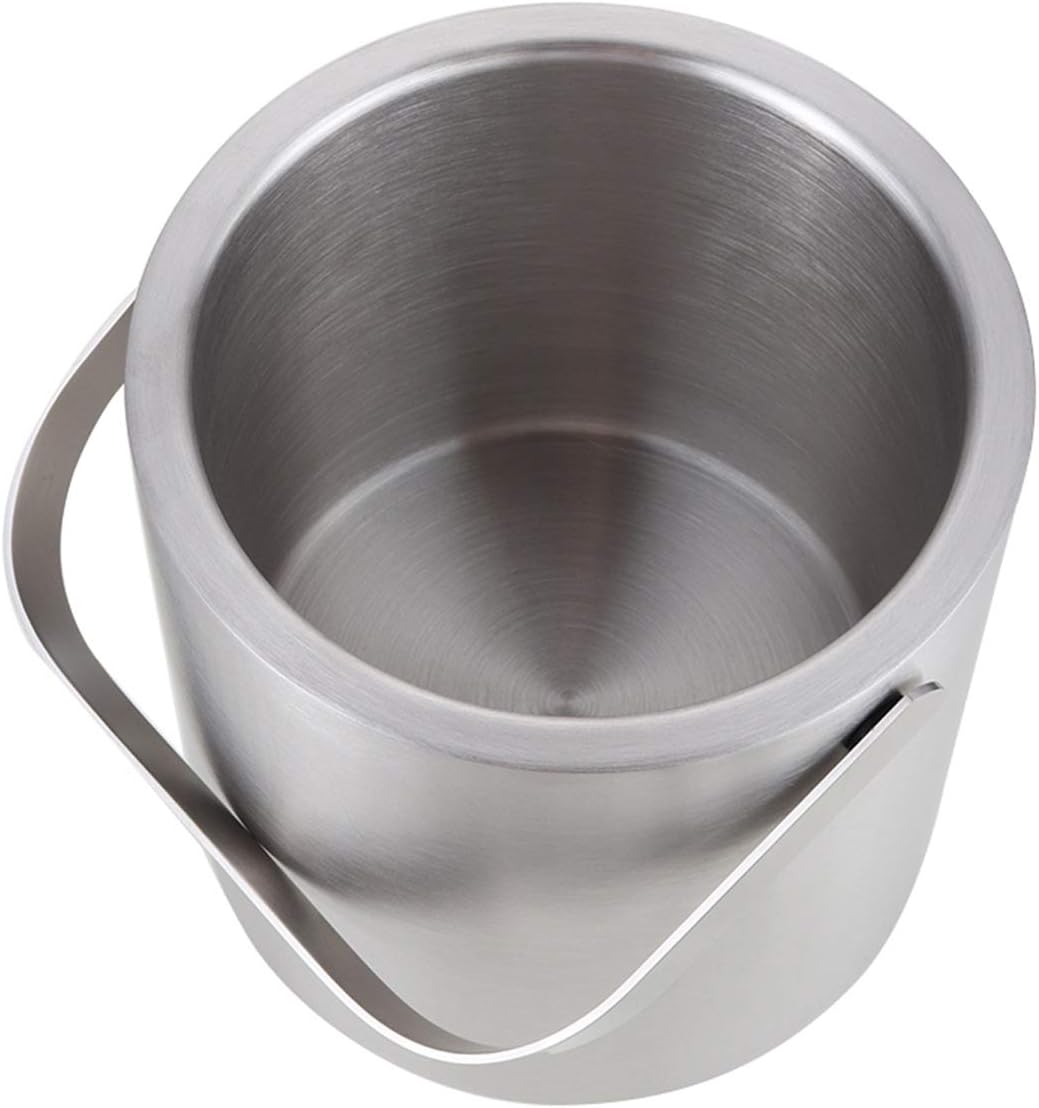 Ice Cuvette 130ml Ice Bucket Set Stainless Steel Ice Container Double Walled Ice Bucket Container with Tongs Tweezer LidDrink Cooler Stainless Steel Bucket